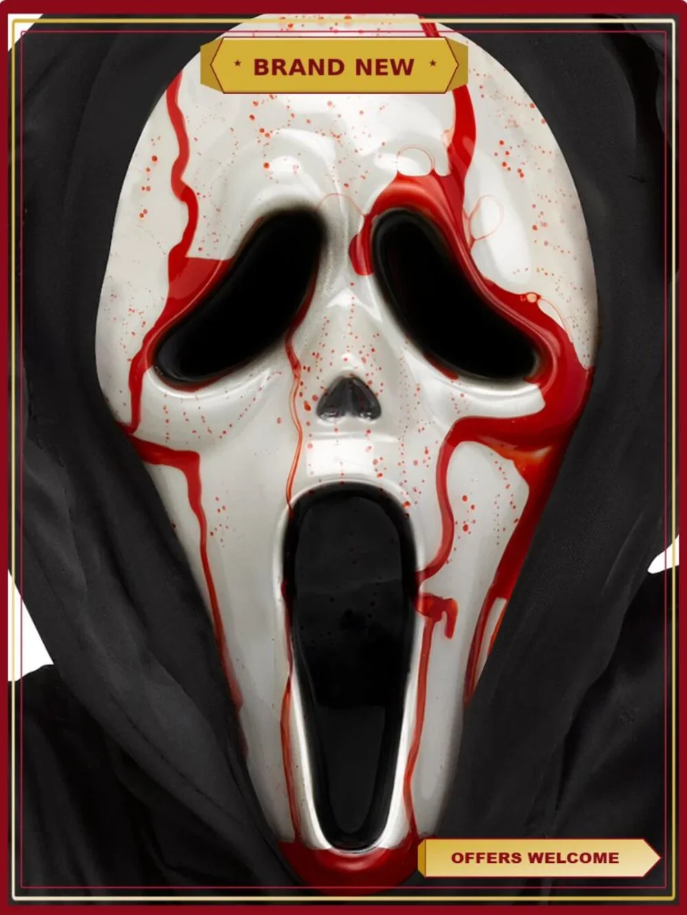 Kids Bleeding Ghost Face Halloween Costume 5-Piece Size L